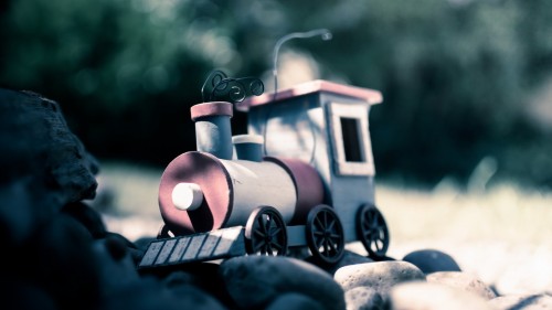 Toy train on the rocks