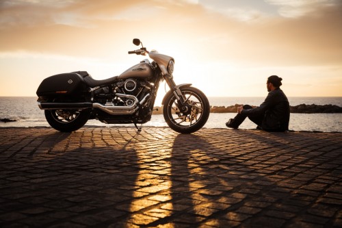 Harley Bike Rider Enjoying Sunset