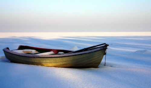 Boat On Ice Sea
