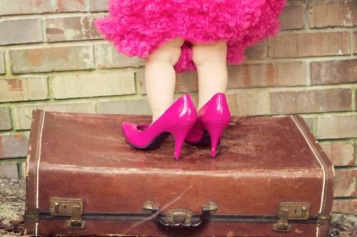 Little Baby Girl Wearing High Heels