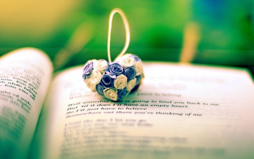 Heart flower on book