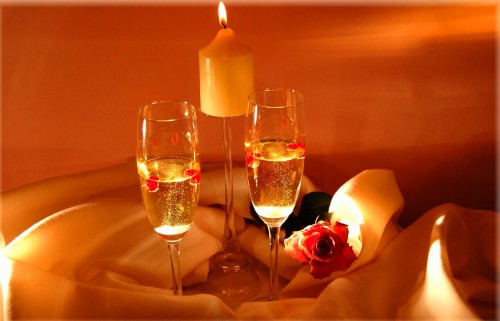 Champagne candle light romantic love