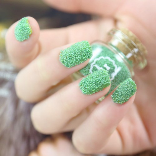 Caviar green nail art