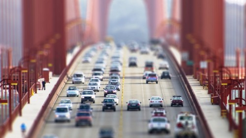 Cities Road traffic on the bridge in San Francisco