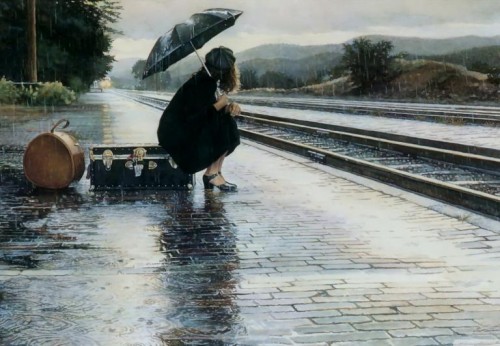 Girl Sitting On A Railway