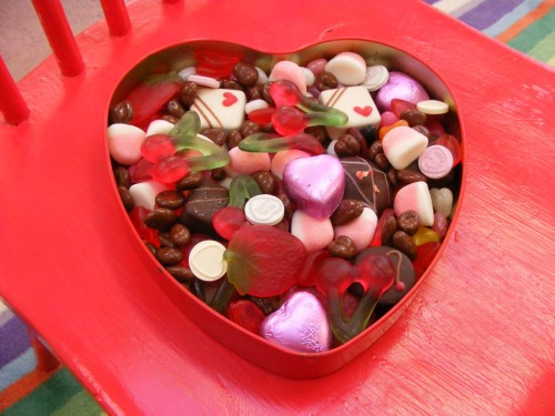 Chocolate in heart box for gift