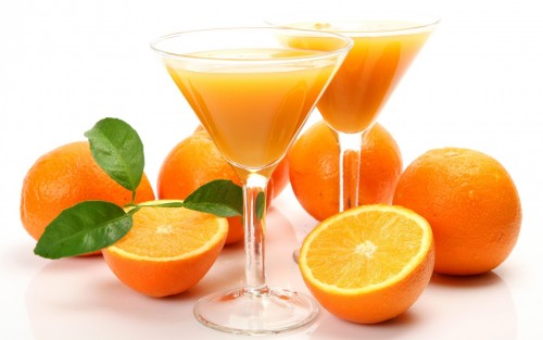 Orange slice and juice