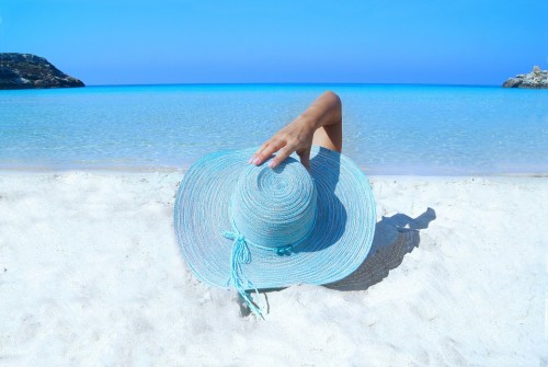 Fashion Model Beach Hat Sand Sea Ocean Pose