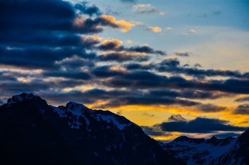 Mountain Peaks Sky Clouds