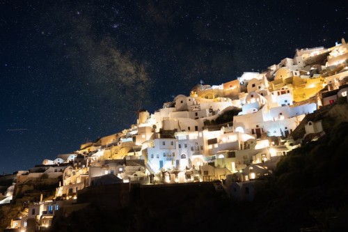 Beautiful cave houses sparkle with lightening