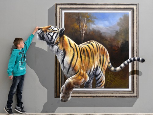 Tiger comes from Painting