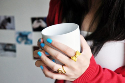 #Coffee #Cup #Girl #Gold #Rings