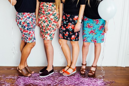 Girls Gang Wearing Floral Print Skirts