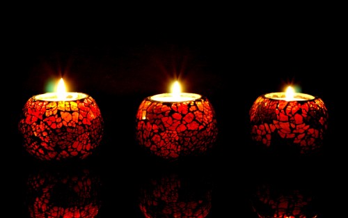 Candle lights in dark