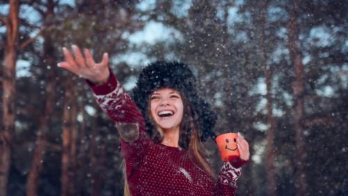 Girl enjoying snow