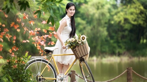 Girls with bicycle