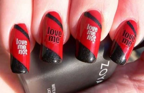 Red love nail art