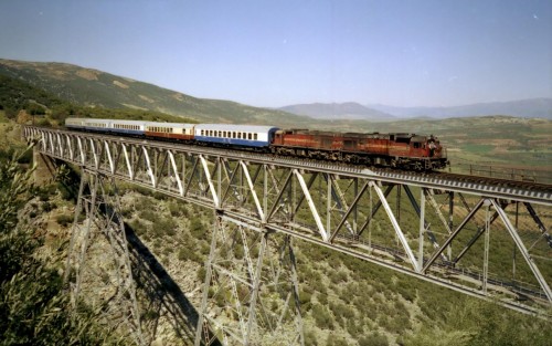 Train On A Tall Bridge