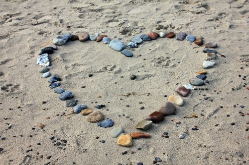 Beach Sand Stones Heart Love