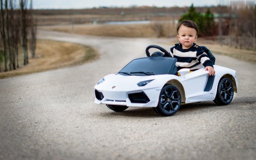 Cute baby car driving