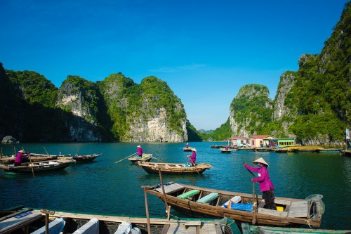 Halong Vietnam Landscape Bay Boat Tourism Asia