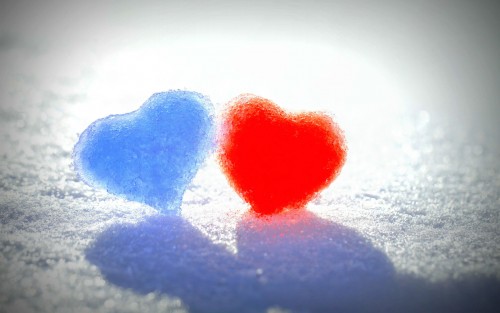 Red Blue Snow Heart