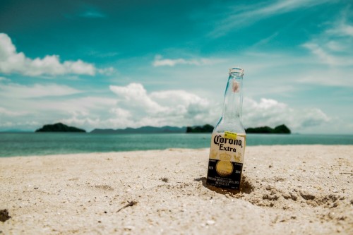 Corona Extra Glass on Beach