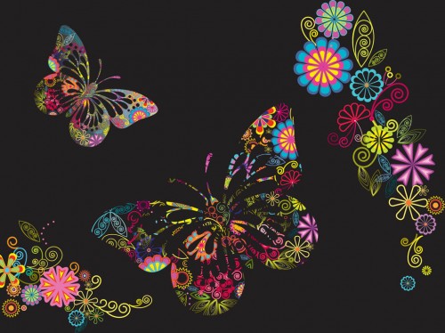FreeVector Flowers And Butterflies Background