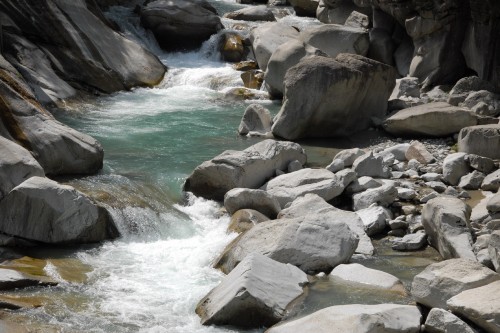 Beautiful river moving between rocks.